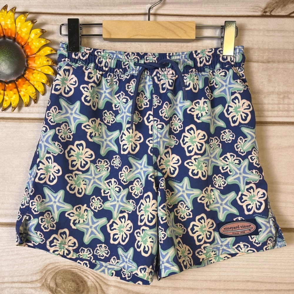 Vineyard Vines Boys Starfish Hibiscus Swim Trunks Swimsuit Bottoms 7